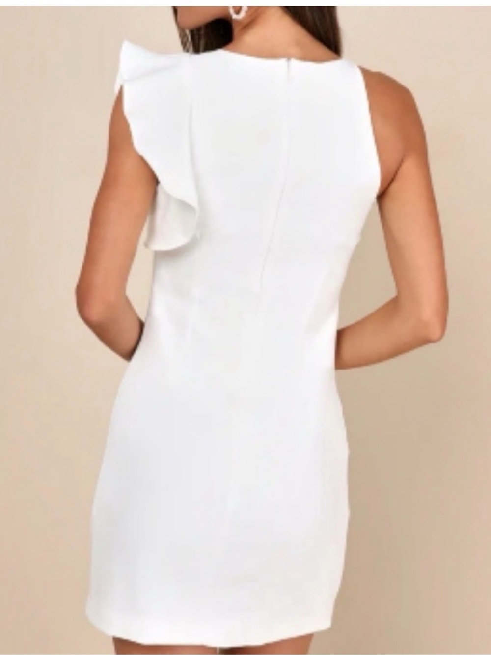 White Ruffle Shoulder Dress - Picture 3 of 5